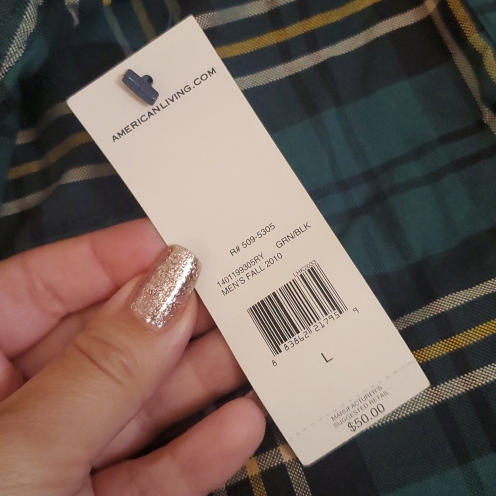 NWT American Living Mens Plaid Longsleeve - Picture 7 of 7